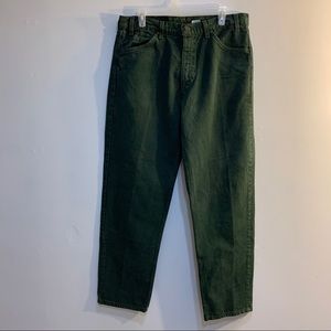 Levi’s 555 orange tab green jeans